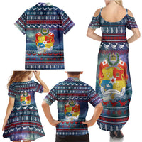 Tonga Christmas Family Matching Summer Maxi Dress and Hawaiian Shirt with Singing Whale Ocean Scene National Coat of Arms - Polynesian Pride