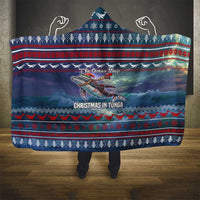 Tonga Christmas Hooded Blanket with Singing Whale Ocean Scene National Coat of Arms TS04 - Polynesian Pride