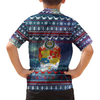 Tonga Christmas Kid Hawaiian Shirt with Singing Whale Ocean Scene National Coat of Arms TS04 - Polynesian Pride