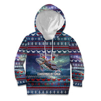 Tonga Christmas Kid Hoodie with Singing Whale Ocean Scene National Coat of Arms TS04 Hoodie Multicolor - Polynesian Pride
