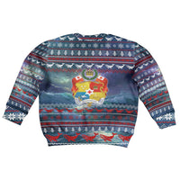 Tonga Christmas Kid Ugly Christmas Sweater with Singing Whale Ocean Scene National Coat of Arms TS04 - Polynesian Pride
