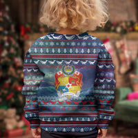 Tonga Christmas Kid Ugly Christmas Sweater with Singing Whale Ocean Scene National Coat of Arms TS04 - Polynesian Pride