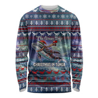 Tonga Christmas Long Sleeve Shirt with Singing Whale Ocean Scene National Coat of Arms TS04 Unisex Multicolor - Polynesian Pride