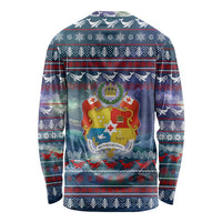 Tonga Christmas Long Sleeve Shirt with Singing Whale Ocean Scene National Coat of Arms TS04 - Polynesian Pride