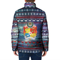 Tonga Christmas Padded Jacket with Singing Whale Ocean Scene National Coat of Arms - Polynesian Pride