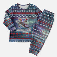 Tonga Christmas Pajama Set with Singing Whale Ocean Scene National Coat of Arms TS04 - Polynesian Pride
