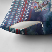 Tonga Christmas Pillow Cover with Singing Whale Ocean Scene National Coat of Arms - Polynesian Pride