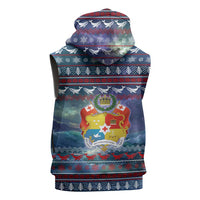 Tonga Christmas Sleeveless Zip Hoodie with Singing Whale Ocean Scene National Coat of Arms TS04 - Polynesian Pride