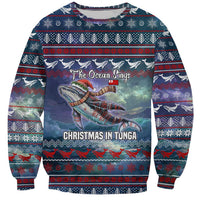 Tonga Christmas Sweatshirt with Singing Whale Ocean Scene National Coat of Arms TS04 Unisex Multicolor - Polynesian Pride
