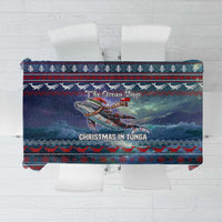 Tonga Christmas Tablecloth with Singing Whale Ocean Scene National Coat of Arms - Polynesian Pride