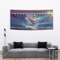 Tonga Christmas Tapestry with Singing Whale Ocean Scene National Coat of Arms TS04 - Polynesian Pride