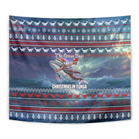 Tonga Christmas Tapestry with Singing Whale Ocean Scene National Coat of Arms TS04 - Polynesian Pride