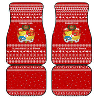 Tonga Christmas Car Mats with Sea Turtle Coral Reef Design Snowflake Pattern and National Emblem - Polynesian Pride