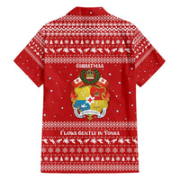 Tonga Christmas Family Matching Summer Maxi Dress and Hawaiian Shirt with Sea Turtle Coral Reef Design Snowflake Pattern and National Emblem - Polynesian Pride