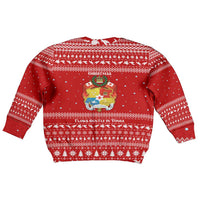 Tonga Christmas Kid Ugly Christmas Sweater with Sea Turtle Coral Reef Design Snowflake Pattern and National Emblem TS04 - Polynesian Pride