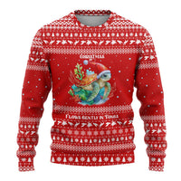 Tonga Christmas Ugly Christmas Sweater with Sea Turtle Coral Reef Design Snowflake Pattern and National Emblem - Polynesian Pride