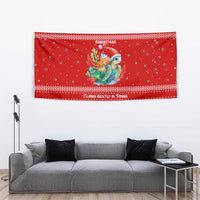 Tonga Christmas Tapestry with Sea Turtle Coral Reef Design Snowflake Pattern and National Emblem - Polynesian Pride