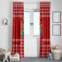 Tonga Christmas Window Curtain with Sea Turtle Coral Reef Design Snowflake Pattern and National Emblem - Polynesian Pride