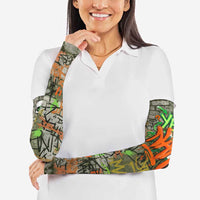 Yeah Nah Graffiti Skull New Zealand Slang Arm Sleeves Kiwi Grunge Brick Wall and Bold Urban Street Art