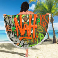 Yeah Nah Graffiti Skull New Zealand Slang Beach Blanket Kiwi Grunge Brick Wall and Bold Urban Street Art