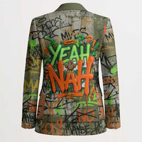 Yeah Nah Graffiti Skull New Zealand Slang Blazer Kiwi Grunge Brick Wall and Bold Urban Street Art