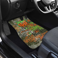 Yeah Nah Graffiti Skull New Zealand Slang Car Mats Kiwi Grunge Brick Wall and Bold Urban Street Art