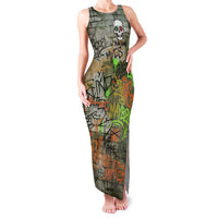 Yeah Nah Graffiti Skull New Zealand Slang Family Matching Tank Maxi Dress and Hawaiian Shirt Kiwi Grunge Brick Wall and Bold Urban Street Art TS04 Mom's Dress Multicolor - Polynesian Pride