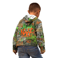 Yeah Nah Graffiti Skull New Zealand Slang Kid Hoodie Kiwi Grunge Brick Wall and Bold Urban Street Art