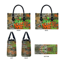 Yeah Nah Graffiti Skull New Zealand Slang Leather Bag Kiwi Grunge Brick Wall and Bold Urban Street Art
