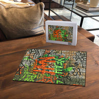 Yeah Nah Graffiti Skull New Zealand Slang Puzzle Kiwi Grunge Brick Wall and Bold Urban Street Art