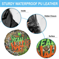 Yeah Nah Graffiti Skull New Zealand Slang Spare Tire Cover Kiwi Grunge Brick Wall and Bold Urban Street Art