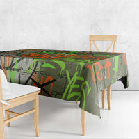 Yeah Nah Graffiti Skull New Zealand Slang Tablecloth Kiwi Grunge Brick Wall and Bold Urban Street Art