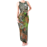 Yeah Nah Graffiti Skull New Zealand Slang Tank Maxi Dress Kiwi Grunge Brick Wall and Bold Urban Street Art