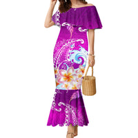 Hawaii Plumeria Flower Mermaid Dress Plumeria FLowers And Polynesian Pattern TS04 Women Gradient - Polynesian Pride