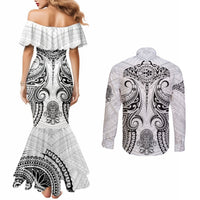 Hawaii Polynesian Couples Matching Mermaid Dress and Long Sleeve Button Shirts Warrior symbol TS04 - Polynesian Pride