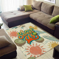 NZ Slang Sweet As Kiwi Shaka Sign Area Rug New Zealand Surfboards Sun and Tropical Beach Retro