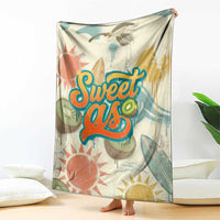 NZ Slang Sweet As Kiwi Shaka Sign Blanket New Zealand Surfboards Sun and Tropical Beach Retro