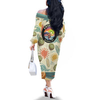 NZ Slang Sweet As Kiwi Shaka Sign Family Matching Off The Shoulder Long Sleeve Dress and Hawaiian Shirt New Zealand Surfboards Sun and Tropical Beach Retro