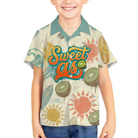 NZ Slang Sweet As Kiwi Shaka Sign Family Matching Off Shoulder Maxi Dress and Hawaiian Shirt New Zealand Surfboards Sun and Tropical Beach Retro