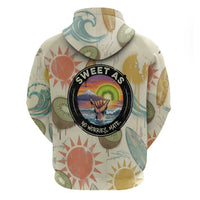 NZ Slang Sweet As Kiwi Shaka Sign Hoodie New Zealand Surfboards Sun and Tropical Beach Retro