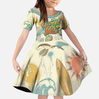 NZ Slang Sweet As Kiwi Shaka Sign Kid Short Sleeve Dress New Zealand Surfboards Sun and Tropical Beach Retro