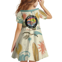 NZ Slang Sweet As Kiwi Shaka Sign Kid Short Sleeve Dress New Zealand Surfboards Sun and Tropical Beach Retro
