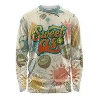 NZ Slang Sweet As Kiwi Shaka Sign Long Sleeve Shirt New Zealand Surfboards Sun and Tropical Beach Retro