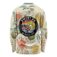 NZ Slang Sweet As Kiwi Shaka Sign Long Sleeve Shirt New Zealand Surfboards Sun and Tropical Beach Retro