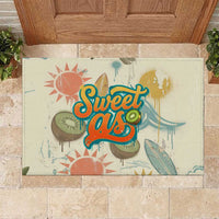 NZ Slang Sweet As Kiwi Shaka Sign Rubber Doormat New Zealand Surfboards Sun and Tropical Beach Retro