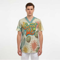 NZ Slang Sweet As Kiwi Shaka Sign Scrub Top New Zealand Surfboards Sun and Tropical Beach Retro