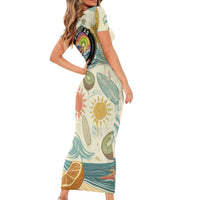 NZ Slang Sweet As Kiwi Shaka Sign Short Sleeve Bodycon Dress New Zealand Surfboards Sun and Tropical Beach Retro TS04 - Polynesian Pride