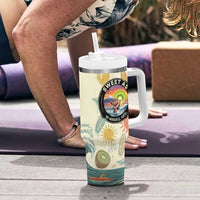 NZ Slang Sweet As Kiwi Shaka Sign Tumbler With Handle New Zealand Surfboards Sun and Tropical Beach Retro