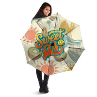NZ Slang Sweet As Kiwi Shaka Sign Umbrella New Zealand Surfboards Sun and Tropical Beach Retro