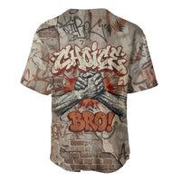 Choice Bro Graffiti Handshake Baseball Jersey New Zealand Slang Fern Brick Wall and Urban Street Art